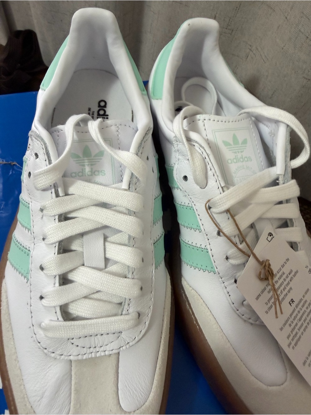 Adidas Originals Sambae J White Mint Gum Platform Sneakers Size 6 Youth - Picture 4 of 7